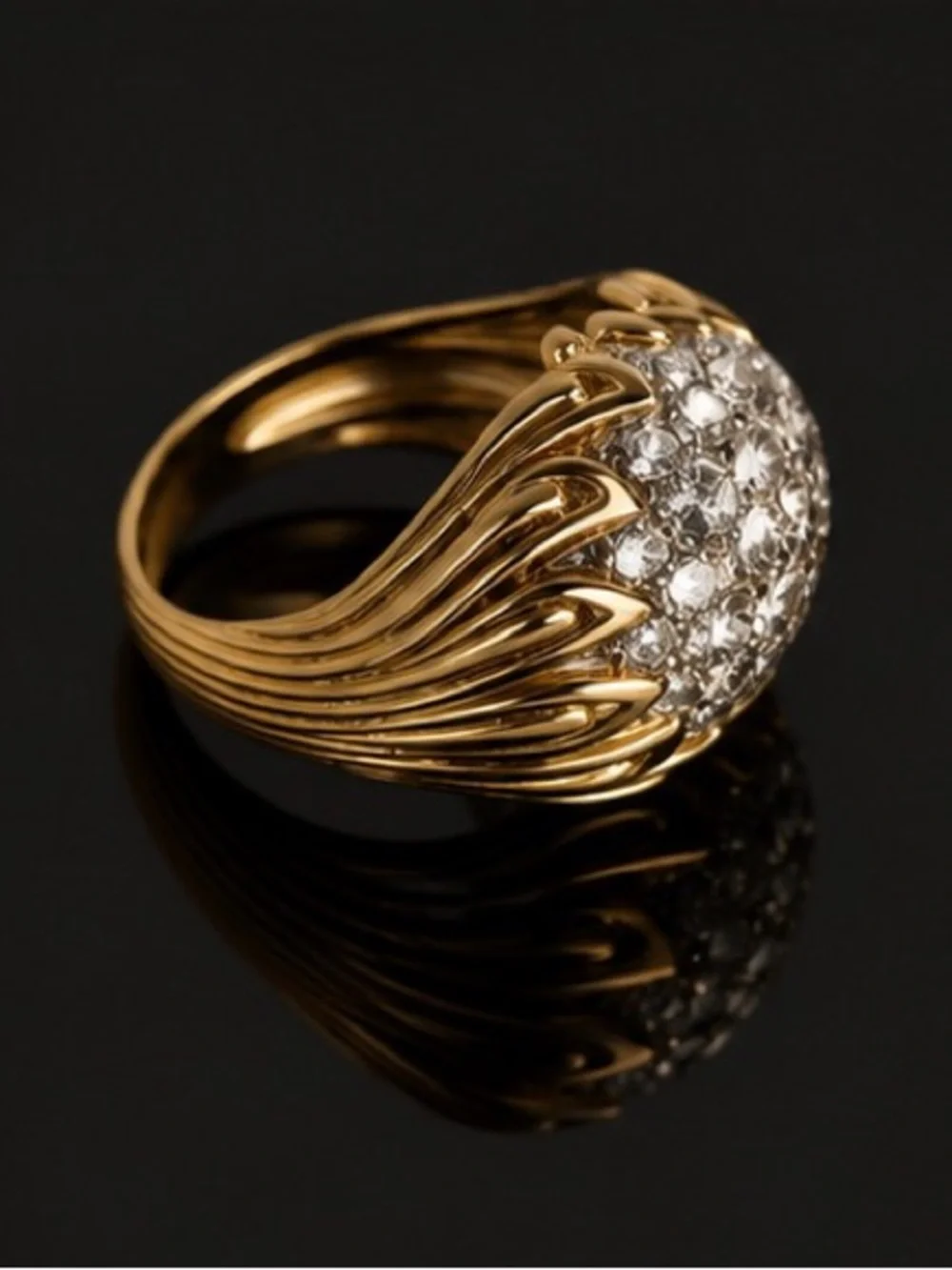 Vintage Gold Pave Dome Ring